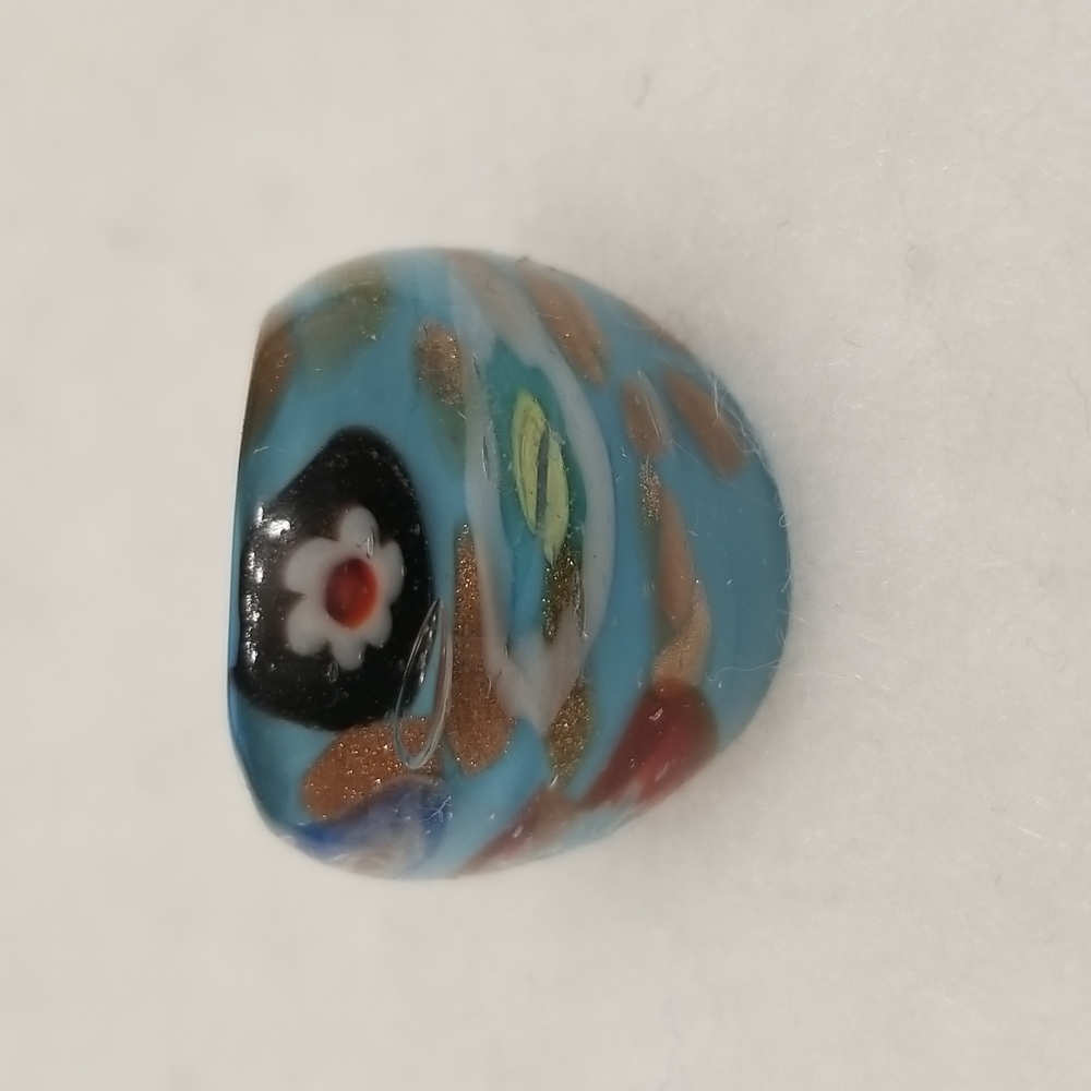 Murano Style Glass Millefiori Flowered Multicolored Dome Cocktail Ring US Seller